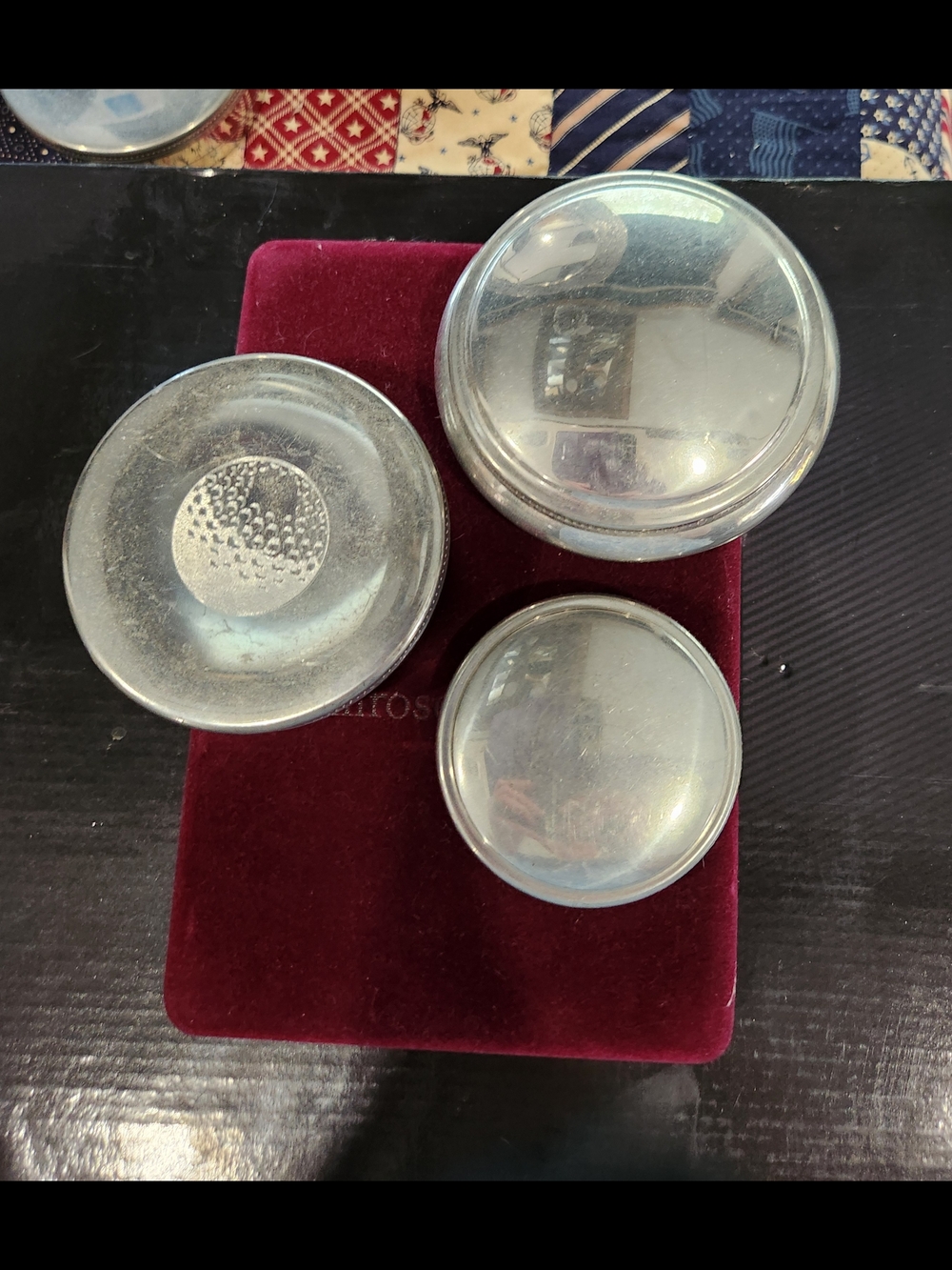 3 Tiffany & Co. Silver Round Pewter Trinket Boxs, 55.00 For All 3
